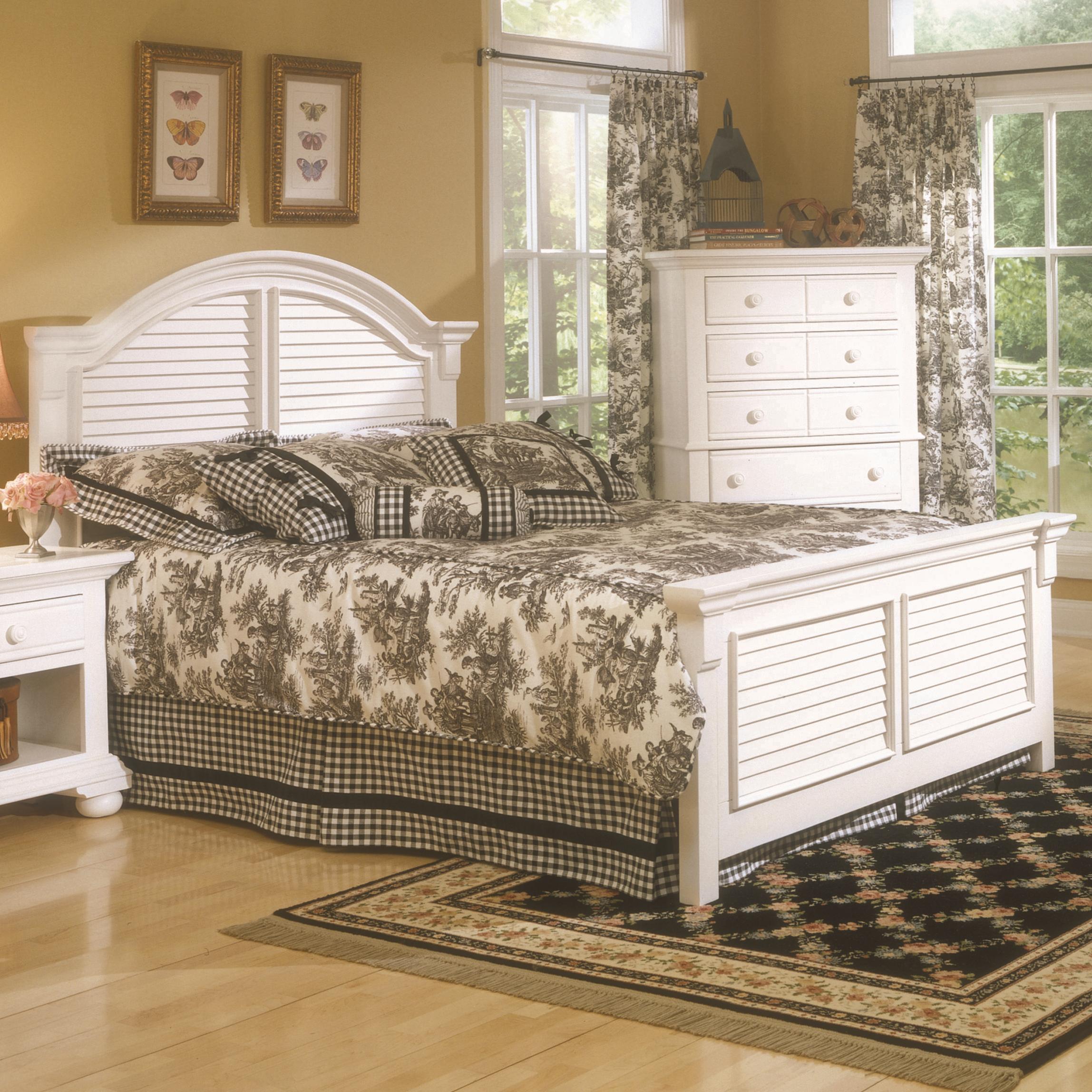 American Woodcrafters Cottage Traditions Eggshell White Wood King Panel Bed